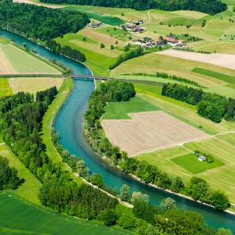 Teich mit Pufferstreifen