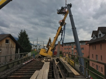 Evakuation nach gekipptem Drehbohrgerät